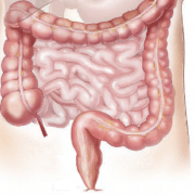 Zeichnung mit Körper und eingezeichnetem Darm